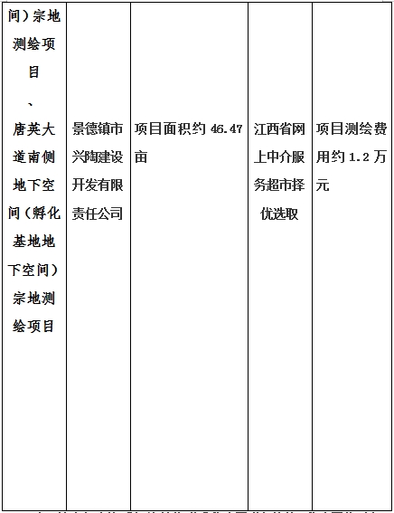 景德鎮(zhèn)市昌南新區(qū)LJ1-03-A01-1地塊、瓷都大道東側(cè)中渡口地下空間（格蘭云天大酒店地下空間）、光明大道北側(cè)利民路西側(cè)地下空間（青少年宮地下空間）、規(guī)劃二路北側(cè)地下空間地塊二（加速基地地下空間）、規(guī)劃二路北側(cè)地下空間地塊一（加速基地地下空間）、景德大道南側(cè)天寶橋西側(cè)地塊、景興大道東側(cè)如意路北側(cè)地下空間(社會(huì)公共服務(wù)